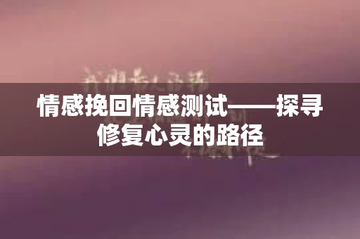 情感挽回情感测试——探寻修复心灵的路径