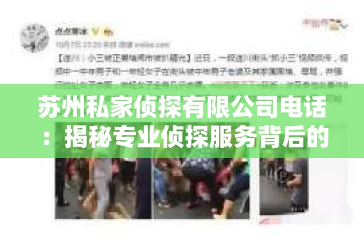 苏州私家侦探有限公司电话：揭秘专业侦探服务背后的故事