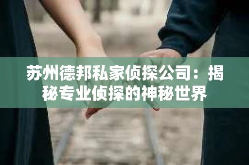 苏州德邦私家侦探公司：揭秘专业侦探的神秘世界